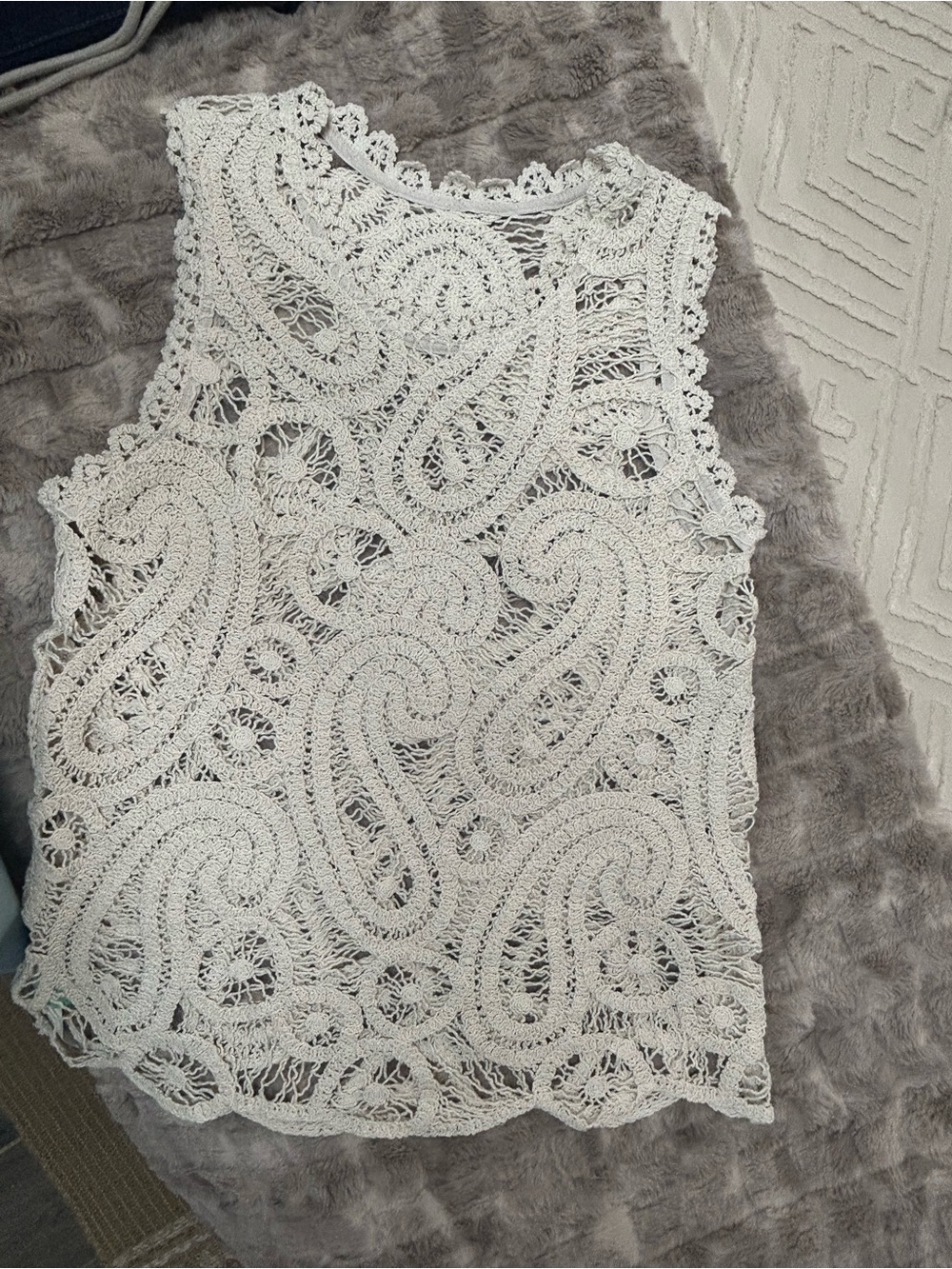 White Crochet Swim Coverup Tank - Lightweight Lace Overlay